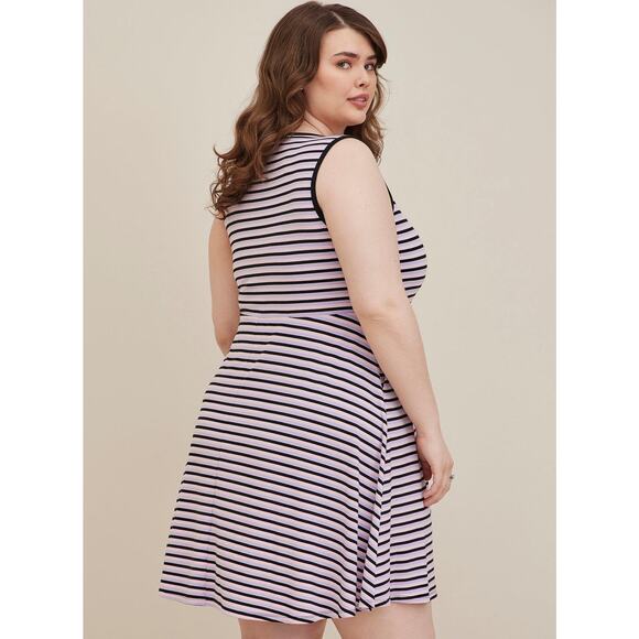Torrid Pink Striped Mini Jersey Button-Front Sleeveless Summer Dress 2X - Picture 2 of 10